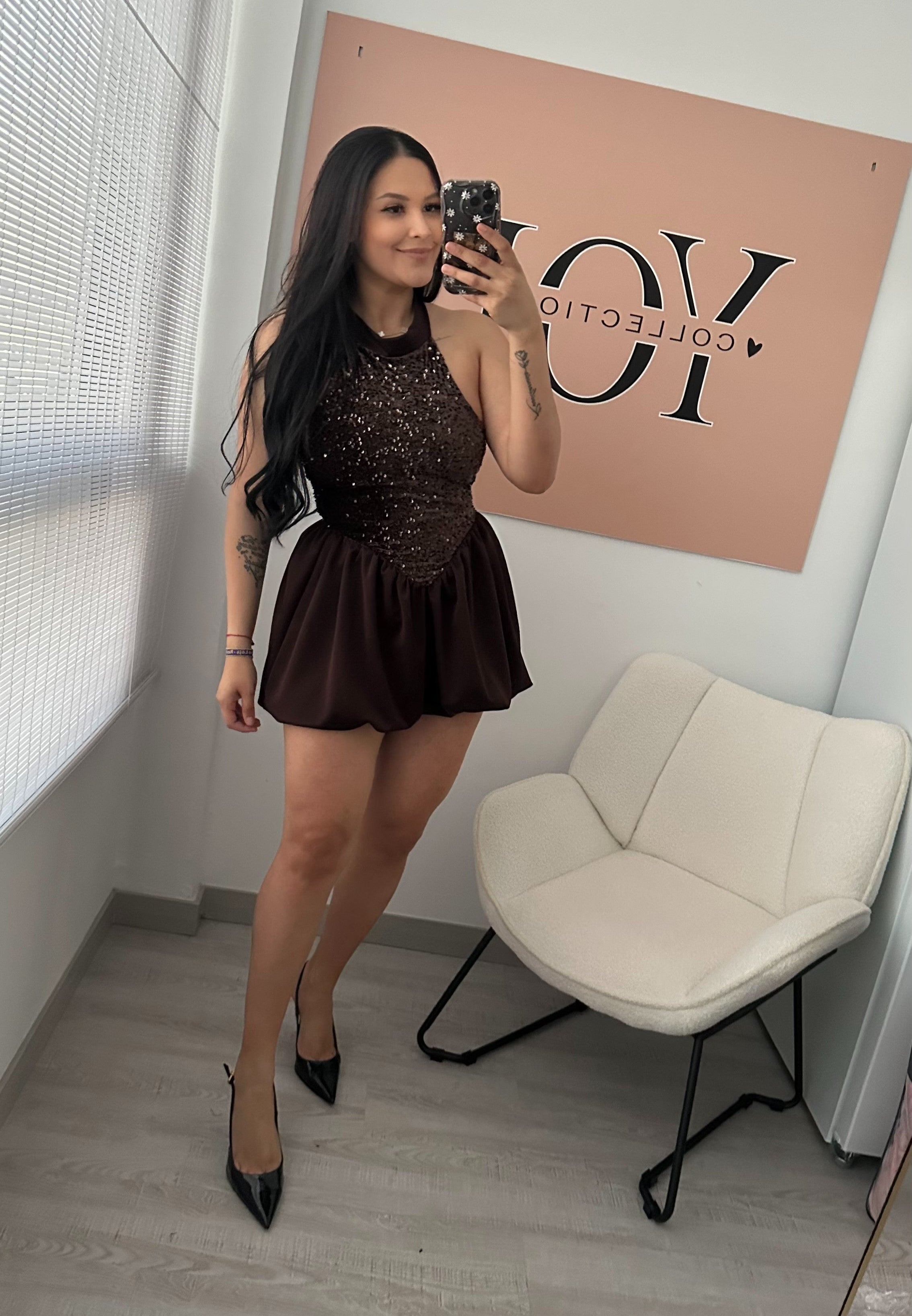 VESTIDO ARIANA MARRON CHOCOLATE