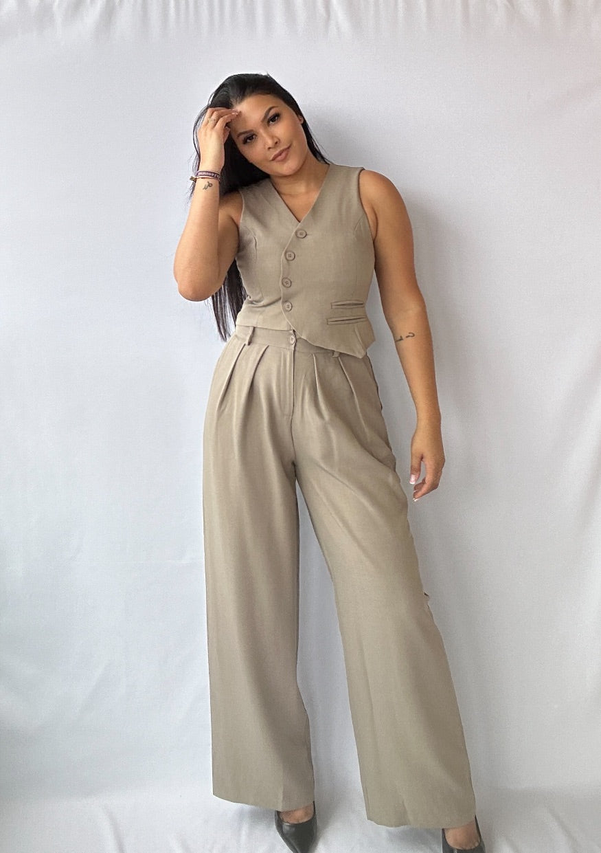 Pantalón Campana Beige