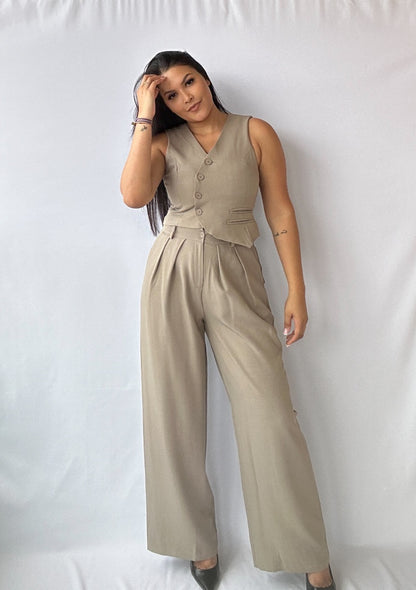 Pantalón Campana Beige