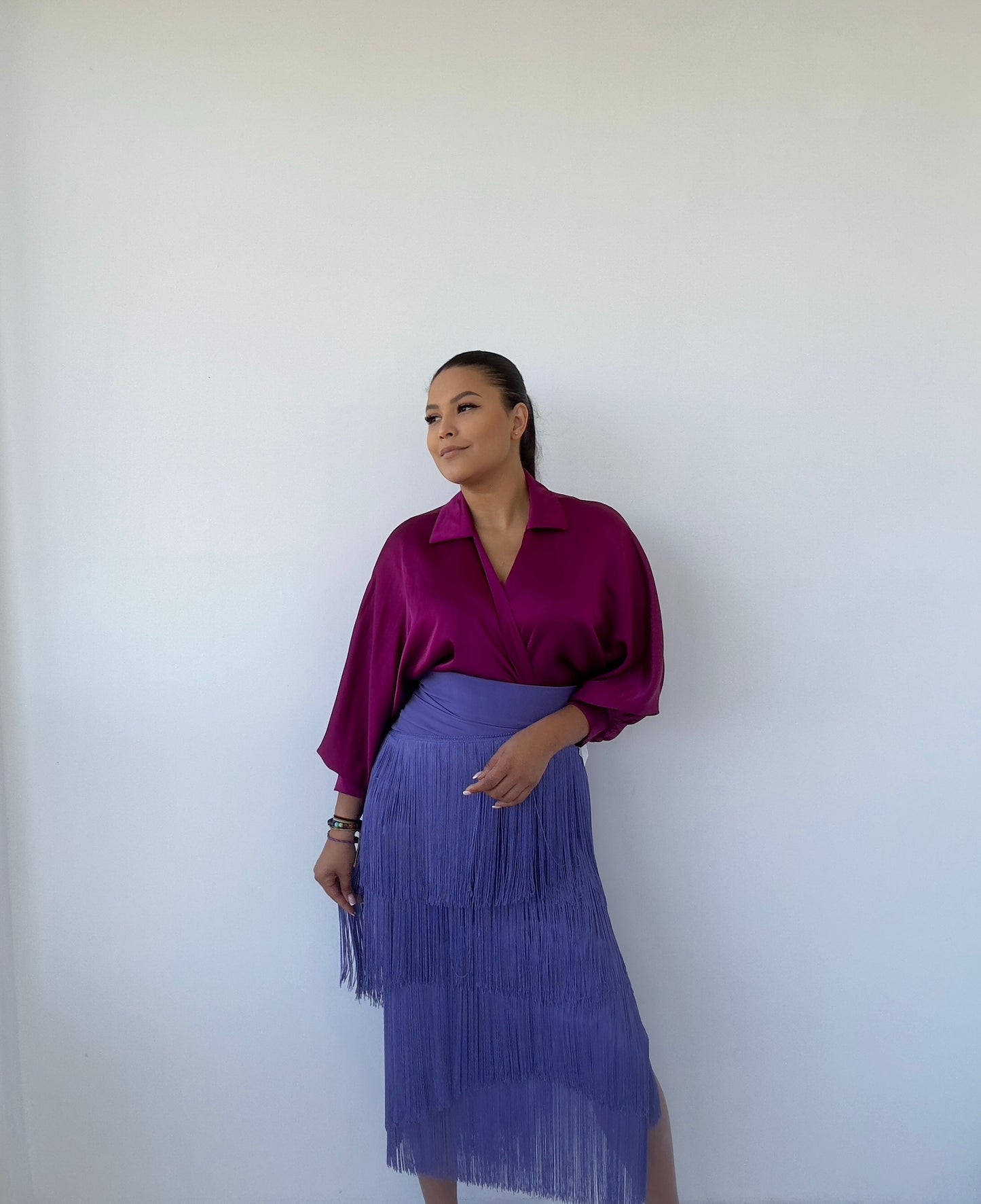 Falda Flecos Morada