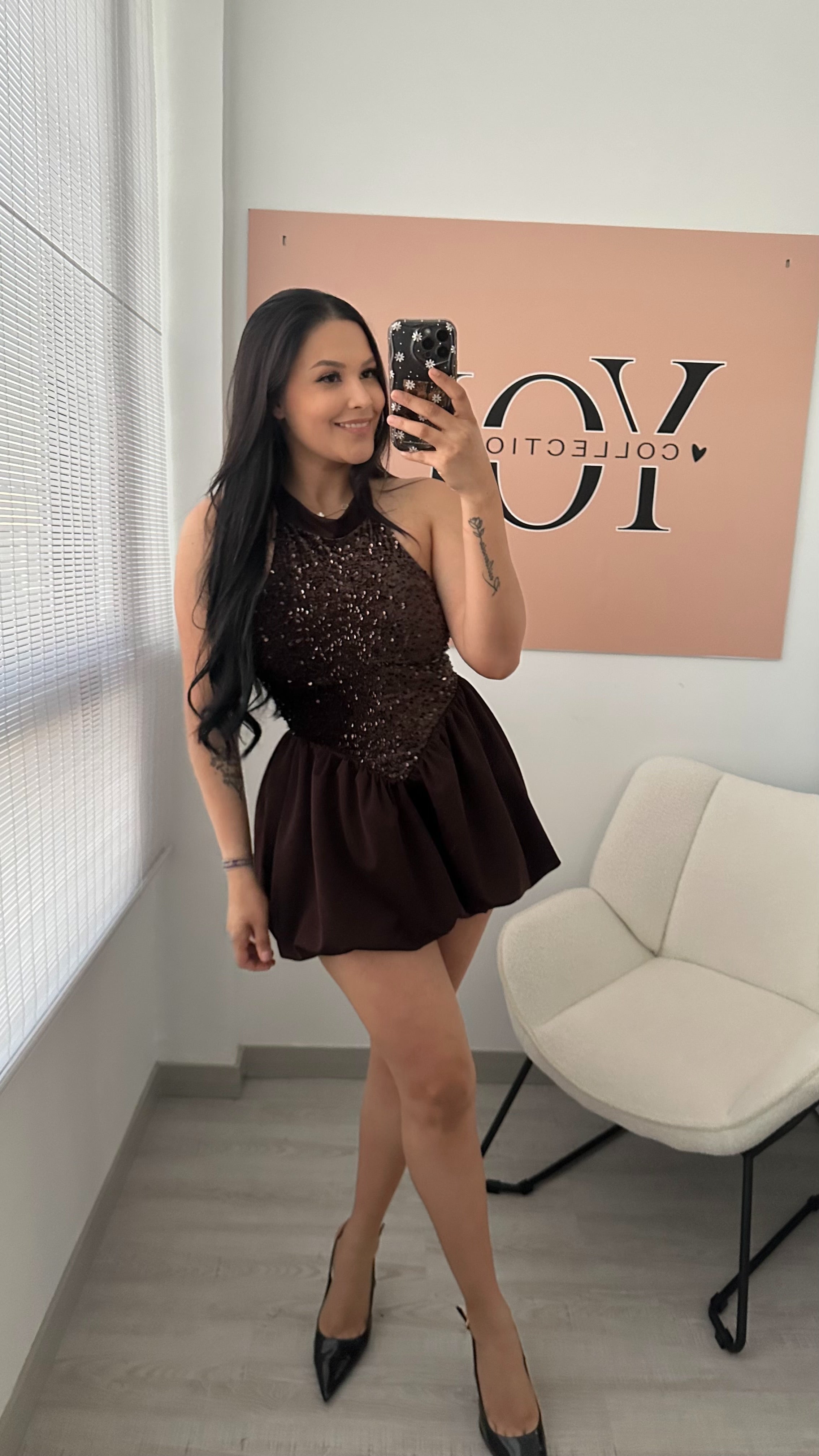 VESTIDO ARIANA MARRON CHOCOLATE